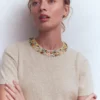 Embellished T-Shirt Chinchilla Melange Embellished T-Shirt Chinchilla Melange