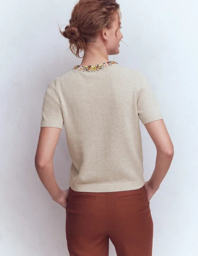 Embellished T-Shirt Chinchilla Melange Embellished T-Shirt Chinchilla Melange