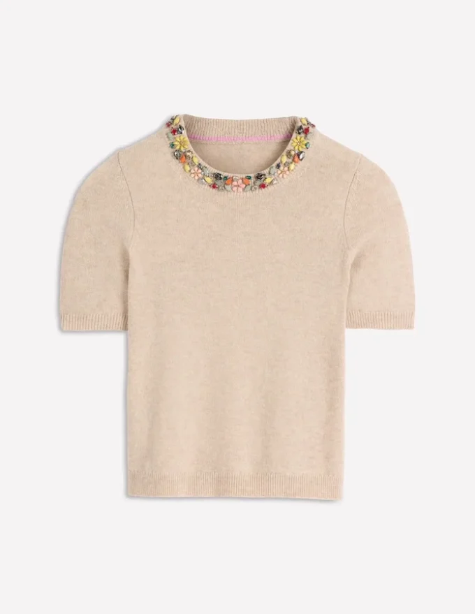 Embellished T-Shirt Chinchilla Melange Embellished T-Shirt Chinchilla Melange
