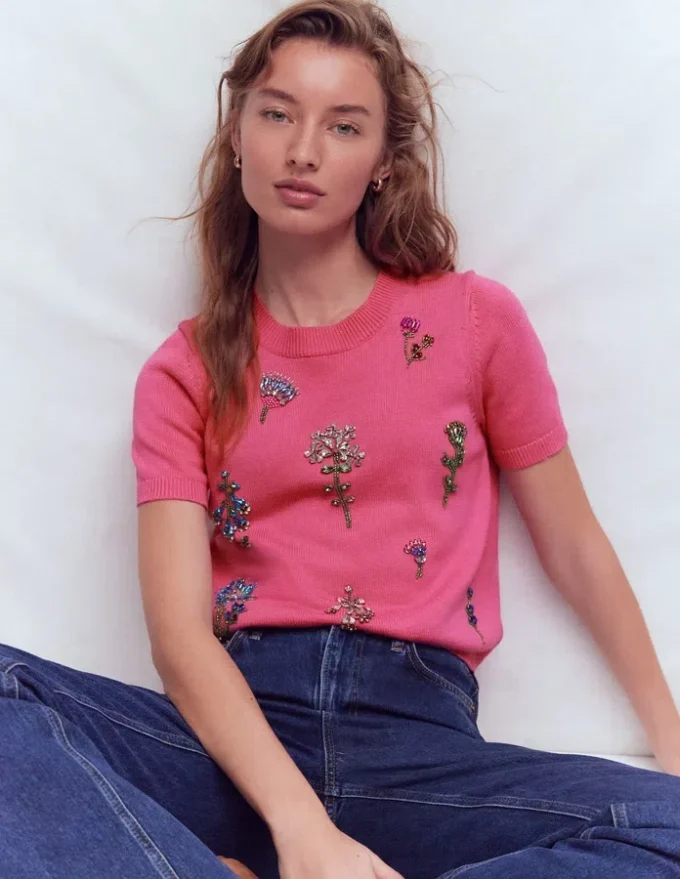 Embellished T-Shirt Pink Punch Embellished T-Shirt Pink Punch