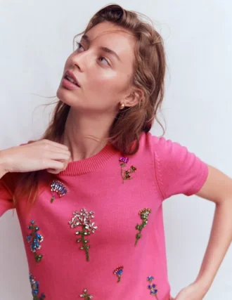 Embellished T-Shirt Pink Punch