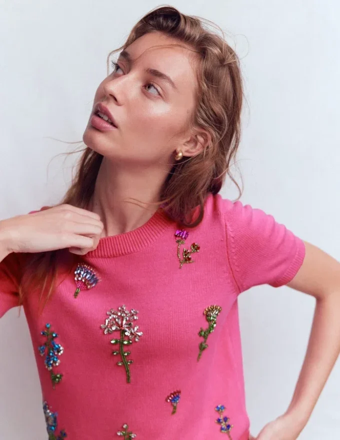 Embellished T-Shirt Pink Punch Embellished T-Shirt Pink Punch