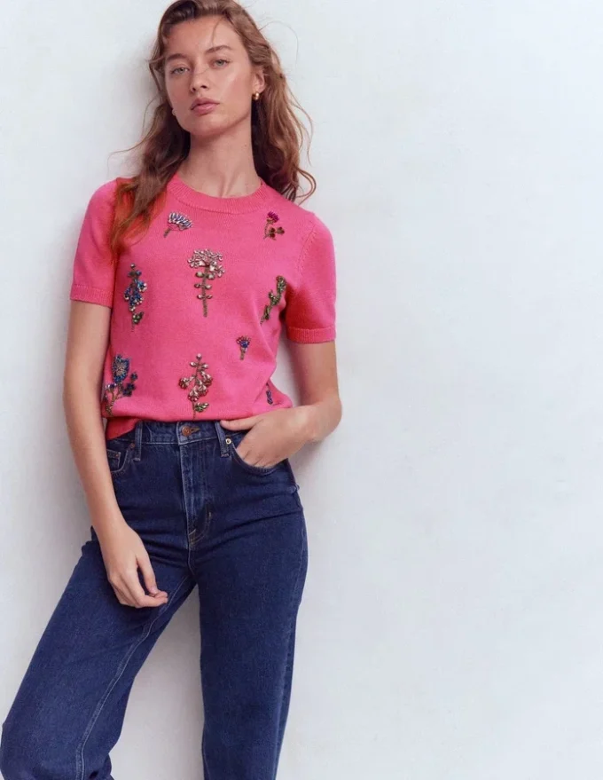 Embellished T-Shirt Pink Punch Embellished T-Shirt Pink Punch