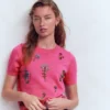 Embellished T-Shirt Pink Punch Embellished T-Shirt Pink Punch