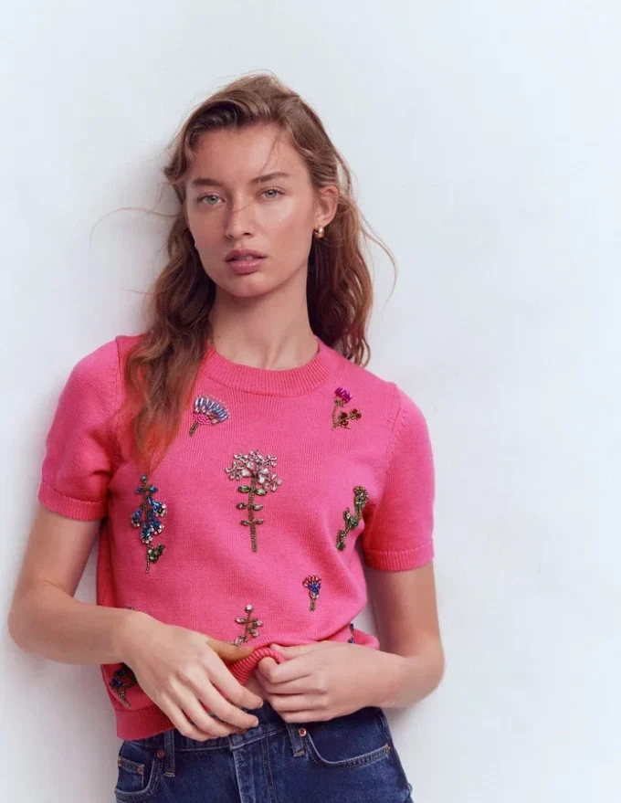 Embellished T-Shirt Pink Punch Embellished T-Shirt Pink Punch