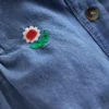 Embroidered Chambray Romper Floral Embroidered Chambray