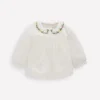 Embroidered Collar Woven Top Soft Ivory Embroidery Embroidered Collar Woven Top Soft Ivory Embroidery