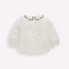 Embroidered Collar Woven Top Soft Ivory Embroidery Embroidered Collar Woven Top Soft Ivory Embroidery