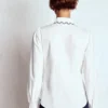 Embroidered Cotton Shirt White, Navy Embroidery Embroidered Cotton Shirt White, Navy Embroidery