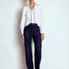 Embroidered Cotton Shirt White, Navy Embroidery Embroidered Cotton Shirt White, Navy Embroidery