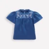 Embroidered Flutter Sleeve Top Sapphire Blue Embroidered Flutter Sleeve Top Sapphire Blue