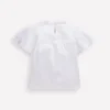 Embroidered Flutter Sleeve Top White