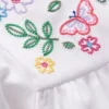 Embroidered Flutter Sleeve Top White
