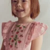 Embroidered Frilly Woven Top Lotus Strawberries Embroidered Frilly Woven Top Lotus Strawberries