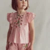 Embroidered Frilly Woven Top Lotus Strawberries Embroidered Frilly Woven Top Lotus Strawberries