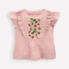Embroidered Frilly Woven Top Lotus Strawberries Embroidered Frilly Woven Top Lotus Strawberries