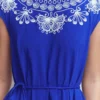 Embroidered Jersey Short Dress Bright Blue Embroidered Jersey Short Dress Bright Blue