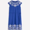 Embroidered Jersey Short Dress Bright Blue Embroidered Jersey Short Dress Bright Blue