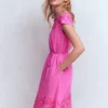 Embroidered Jersey Short Dress Passion Flower Embroidered Jersey Short Dress Passion Flower