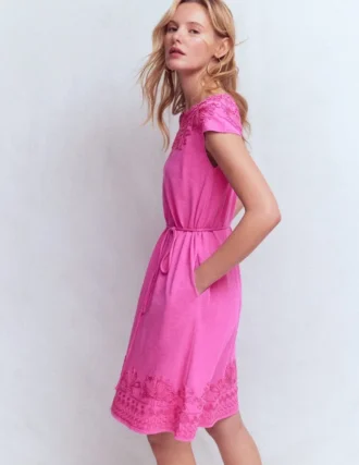 Embroidered Jersey Short Dress Passion Flower Embroidered Jersey Short Dress Passion Flower