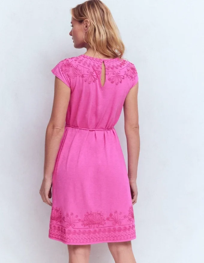 Embroidered Jersey Short Dress Passion Flower Embroidered Jersey Short Dress Passion Flower