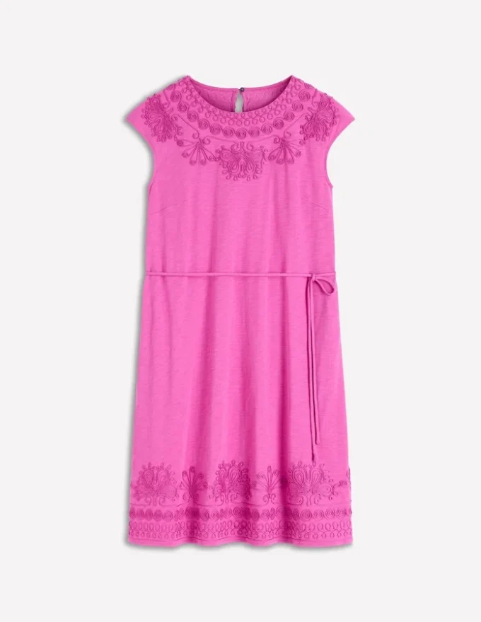 Embroidered Jersey Short Dress Passion Flower Embroidered Jersey Short Dress Passion Flower