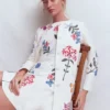 Embroidered Linen Coat Ivory Embroidered Embroidered Linen Coat Ivory Embroidered