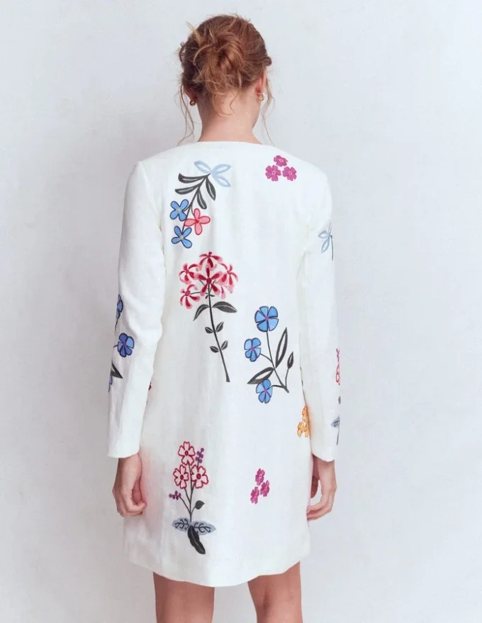 Embroidered Linen Coat Ivory Embroidered Embroidered Linen Coat Ivory Embroidered