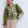 Embroidered Linen Jacket Woodland Green Embroidered Linen Jacket Woodland Green