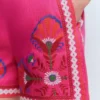 Embroidered Linen Shorts Pink Peony, Embroidered Embroidered Linen Shorts Pink Peony, Embroidered