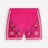 Embroidered Linen Shorts Pink Peony, Embroidered Embroidered Linen Shorts Pink Peony, Embroidered