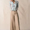 Embroidered Notch Neck Top Floral Embroidery Embroidered Notch Neck Top Floral Embroidery