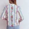Embroidered Notch Neck Top Floral Embroidery Embroidered Notch Neck Top Floral Embroidery