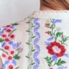 Embroidered Notch Neck Top Floral Embroidery Embroidered Notch Neck Top Floral Embroidery