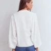 Embroidered Notch Neck Top White Embroidered Notch Neck Top White