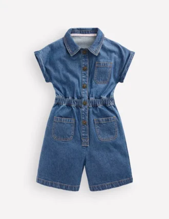 Embroidered Playsuit Mid Vintage Embroidered Denim