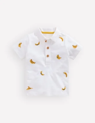 Embroidered Polo Ivory Bananas
