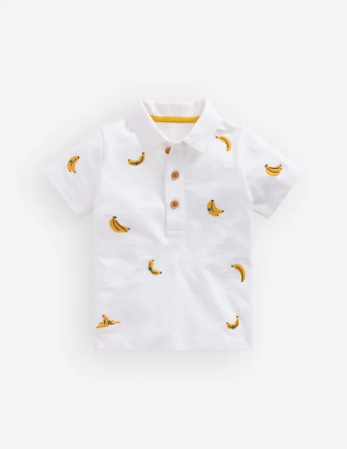 Embroidered Polo Ivory Bananas