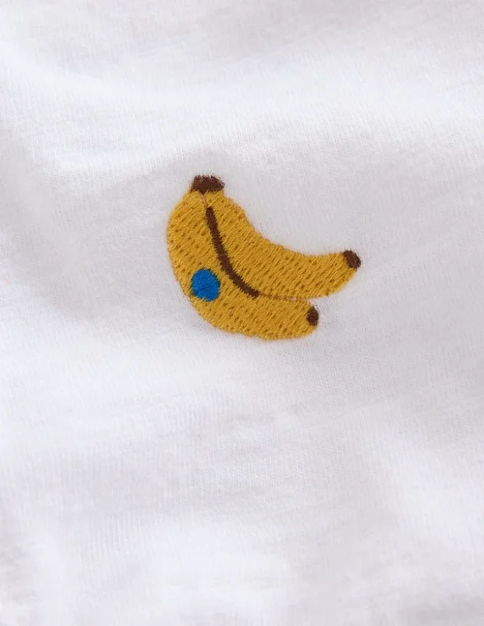 Embroidered Polo Ivory Bananas