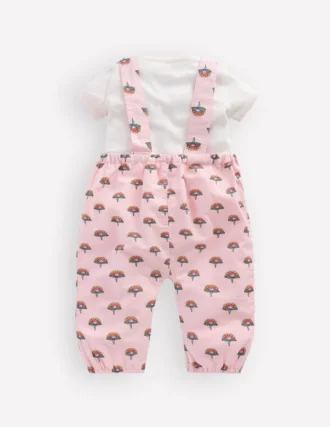 Embroidered Romper Set Pink Elephant
