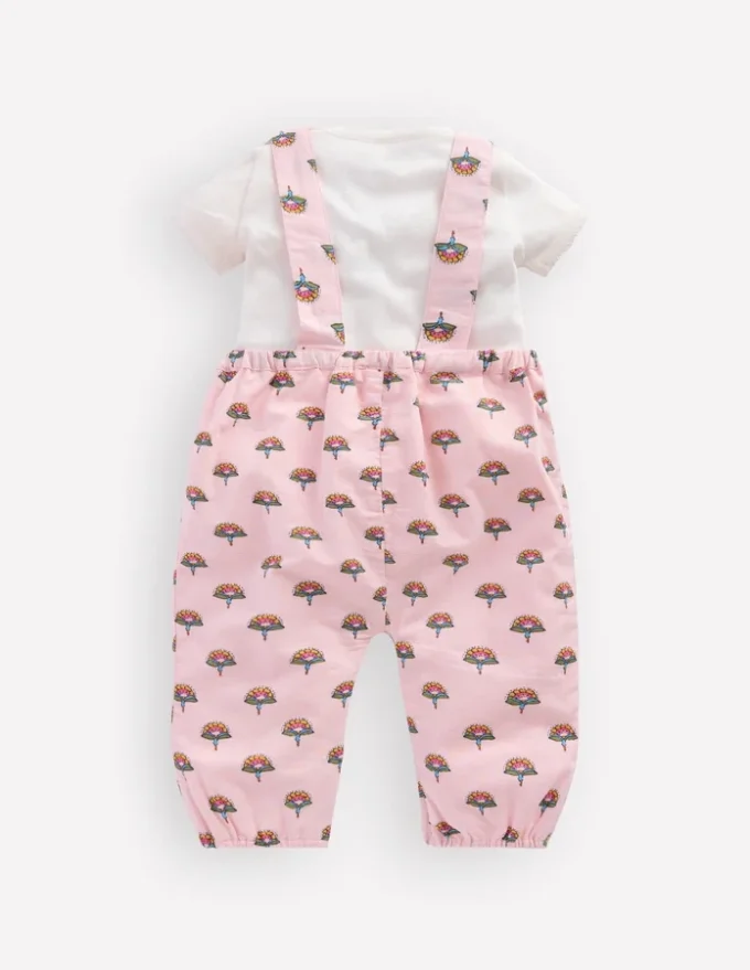 Embroidered Romper Set Pink Elephant Embroidered Romper Set Pink Elephant