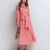 Embroidered Shirt Dress Pink Embroidery Embroidered Shirt Dress Pink Embroidery