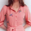 Embroidered Shirt Dress Pink Embroidery Embroidered Shirt Dress Pink Embroidery