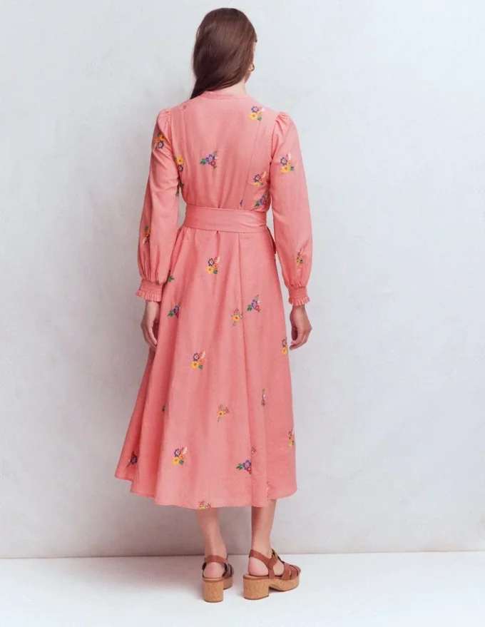 Embroidered Shirt Dress Pink Embroidery Embroidered Shirt Dress Pink Embroidery