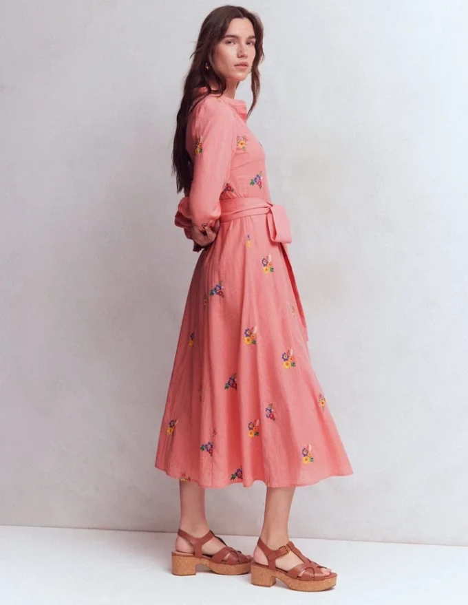 Embroidered Shirt Dress Pink Embroidery Embroidered Shirt Dress Pink Embroidery