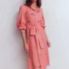 Embroidered Shirt Dress Pink Embroidery Embroidered Shirt Dress Pink Embroidery