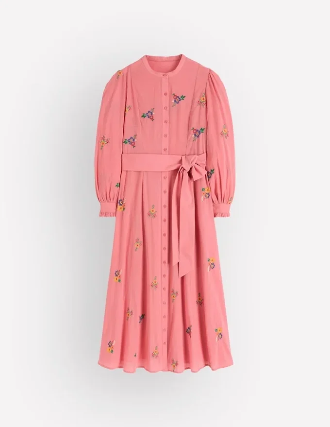 Embroidered Shirt Dress Pink Embroidery Embroidered Shirt Dress Pink Embroidery