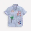 Embroidered Short Sleeve Shirt Sea Side Embroidery