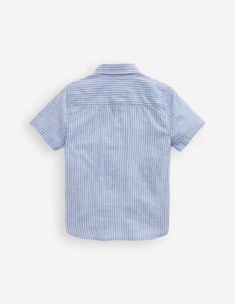 Embroidered Short Sleeve Shirt Sea Side Embroidery