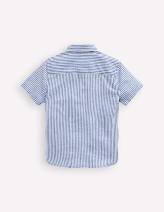 Embroidered Short Sleeve Shirt Sea Side Embroidery